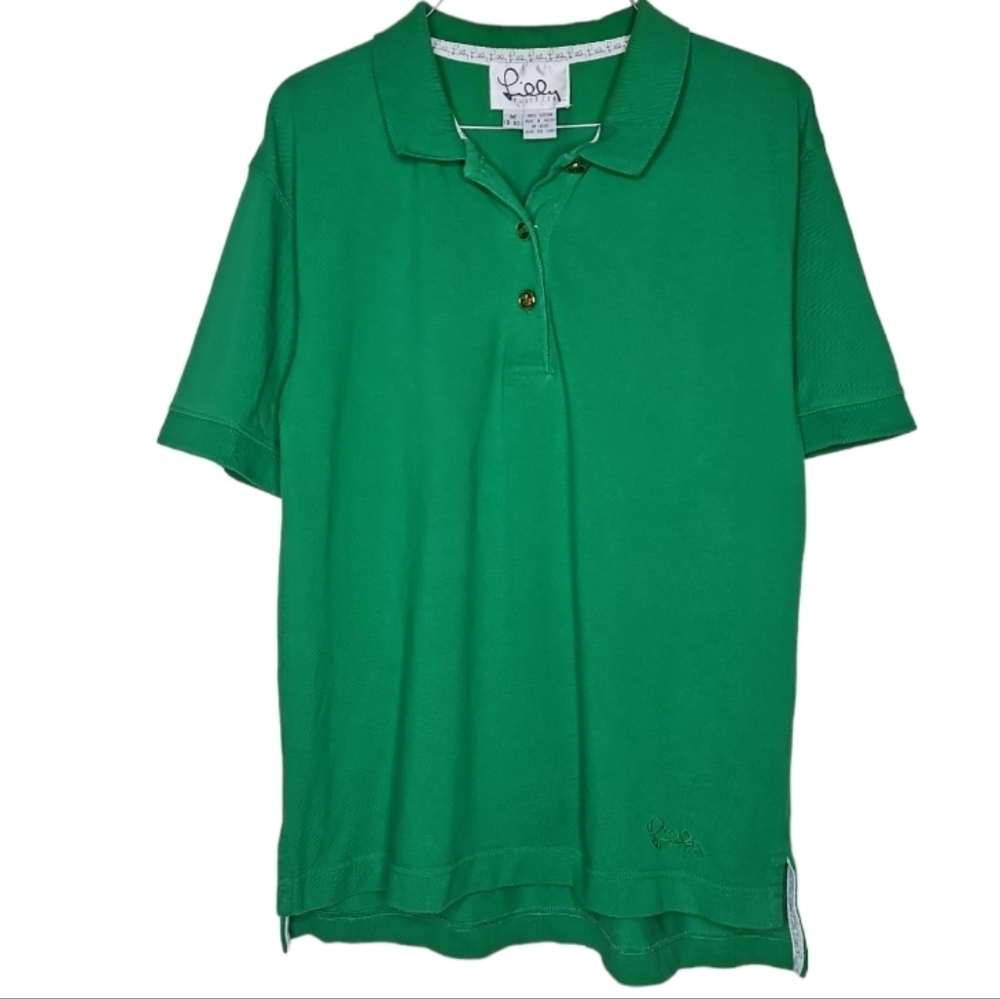 Lilly Pulitzer White Label Kelly Green Polo Shirt Size M 8-10